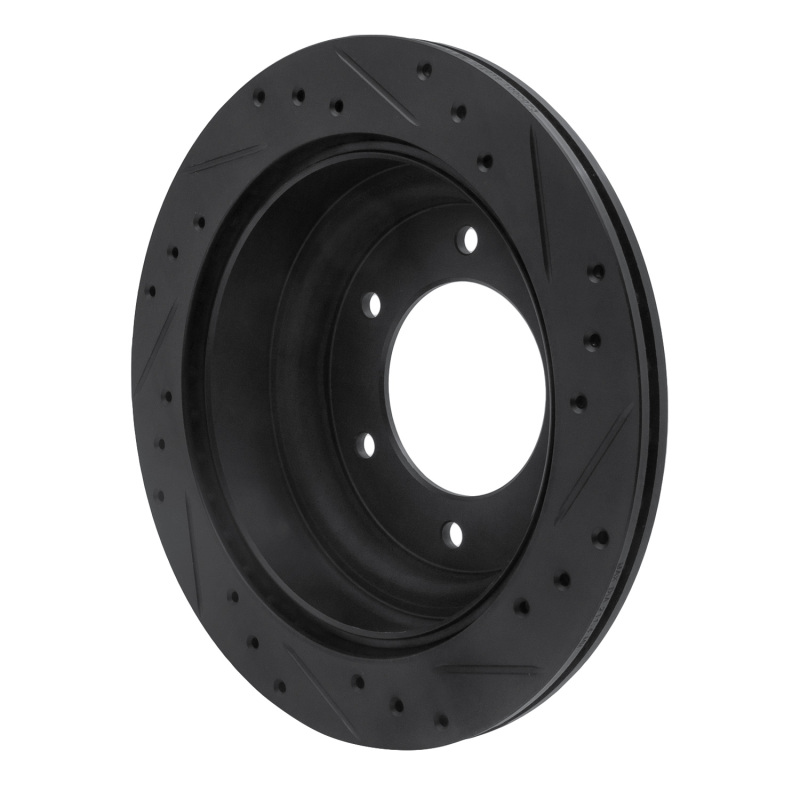 Acura SLX Brake Rotor (1) - Rear Left - R1 Concepts - Drilled & Slotted - Black - `92-`04